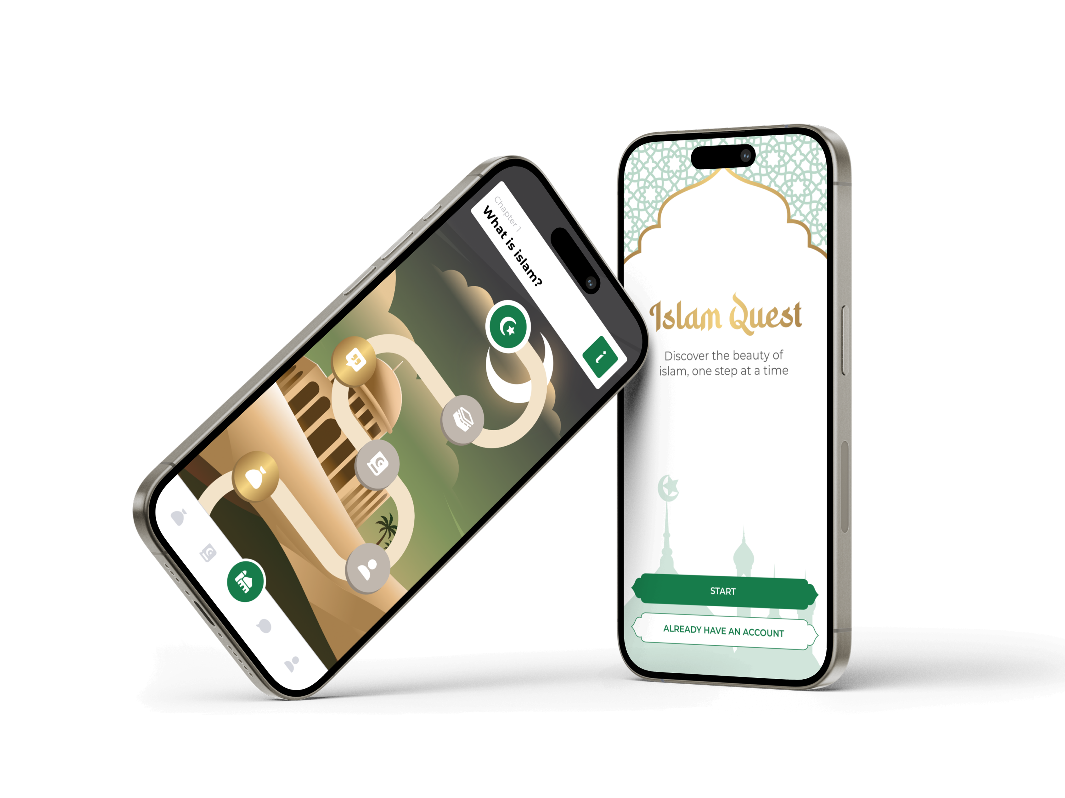 A mockup of
the UI from the islam quest app