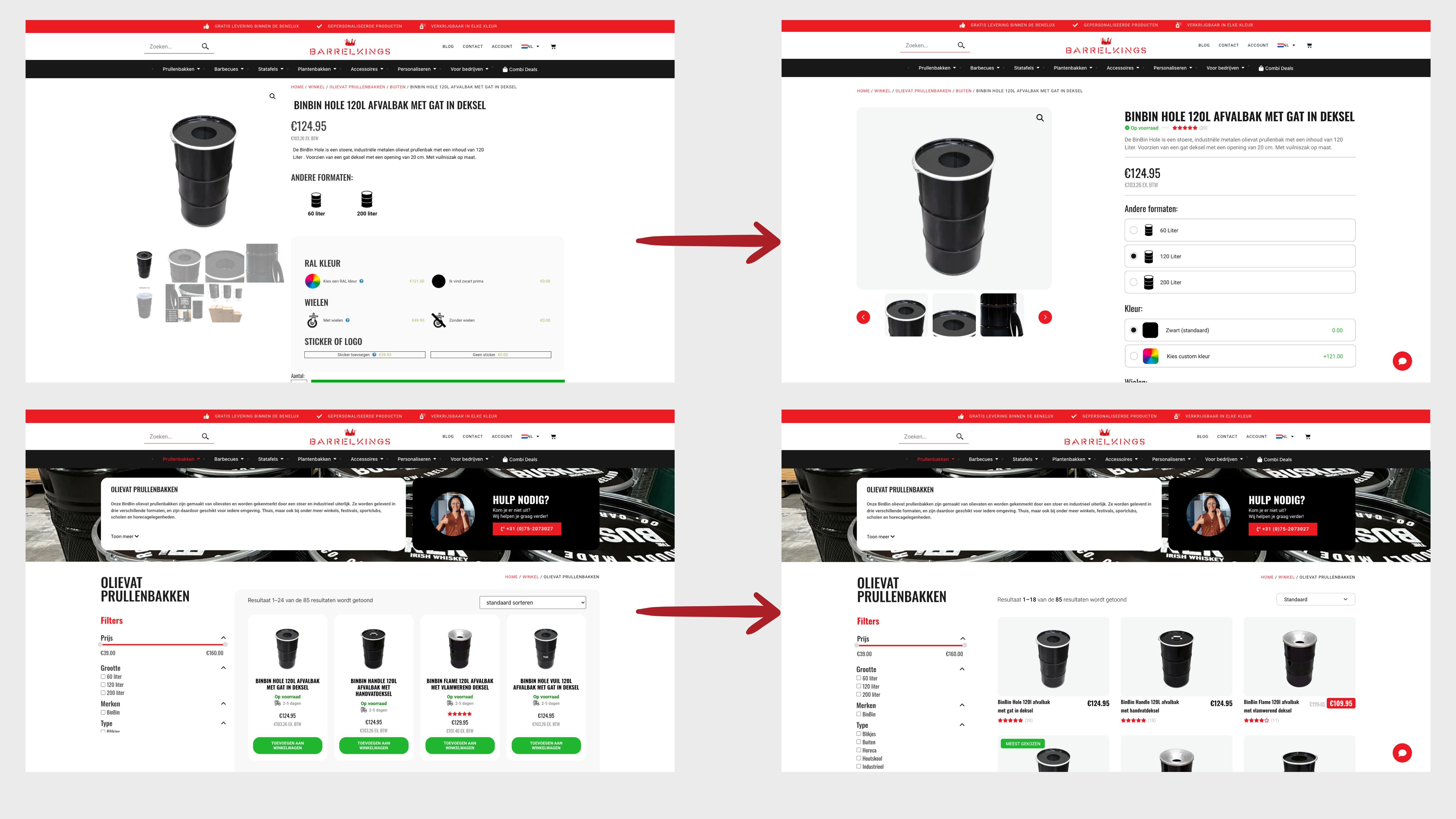 A new and old comparison of the barrelkings website that I made with Wordpress and Adobe XD